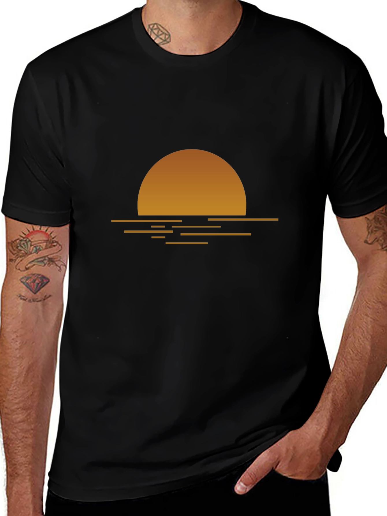 Sunset Graphic Tee - Relaxed Fit Black T-Shirt