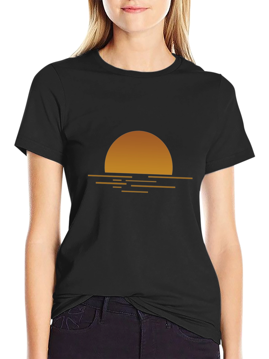 Sunset Graphic Tee - Relaxed Fit Black T-Shirt