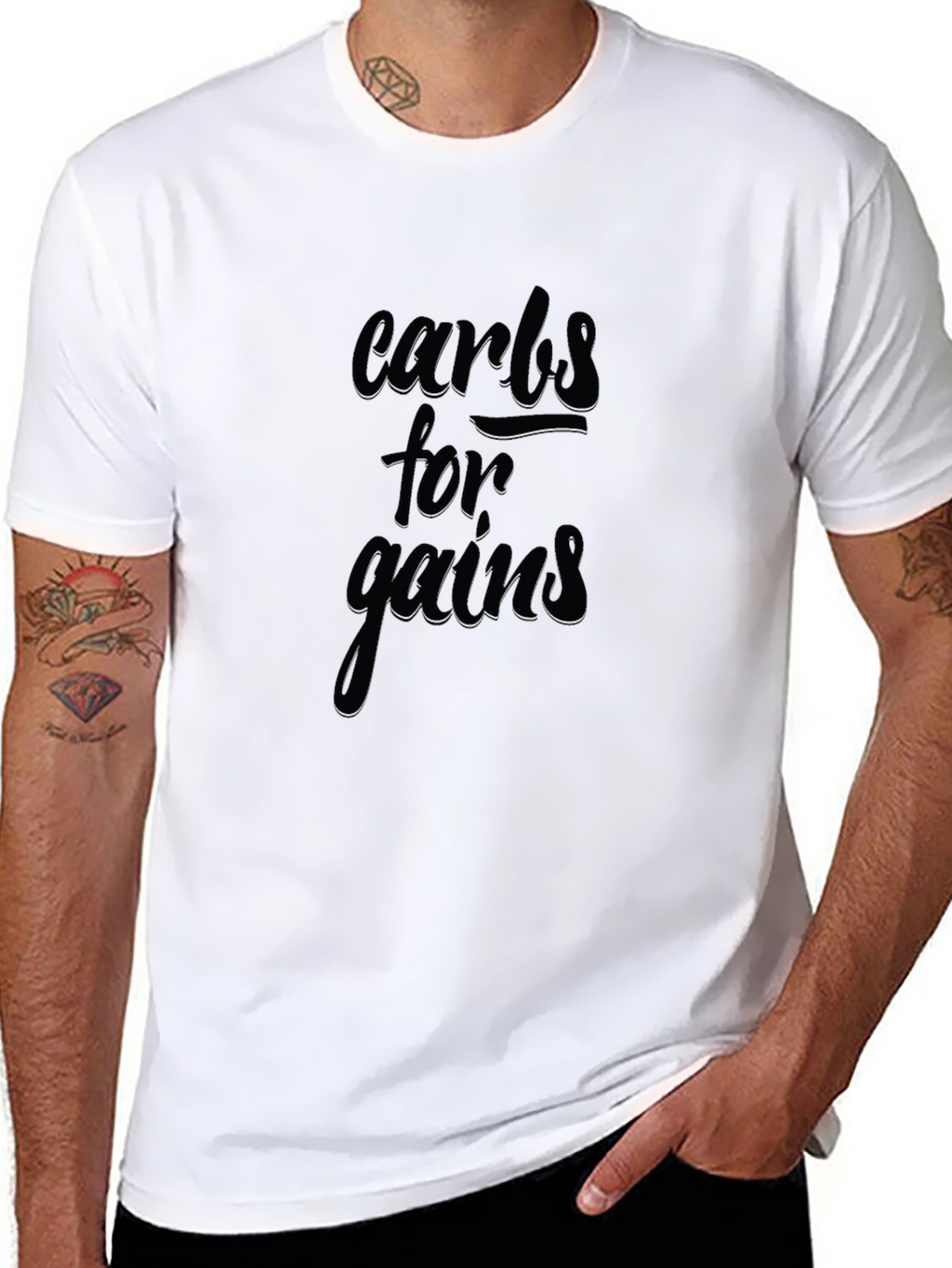 Carbs for Gains Black Graphic T-Shirt