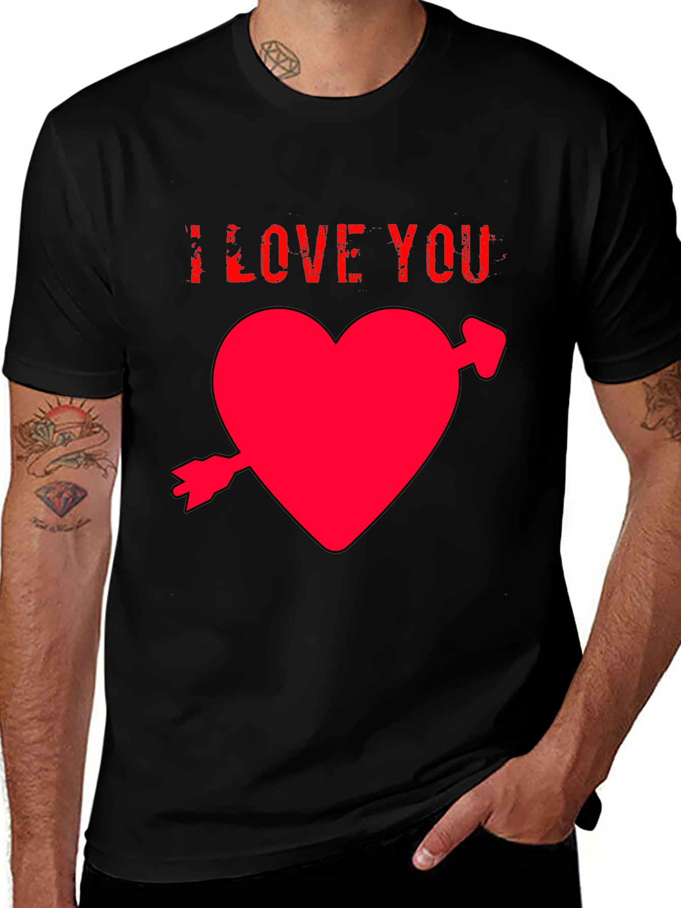 I Love You Heart T-Shirt - Black
