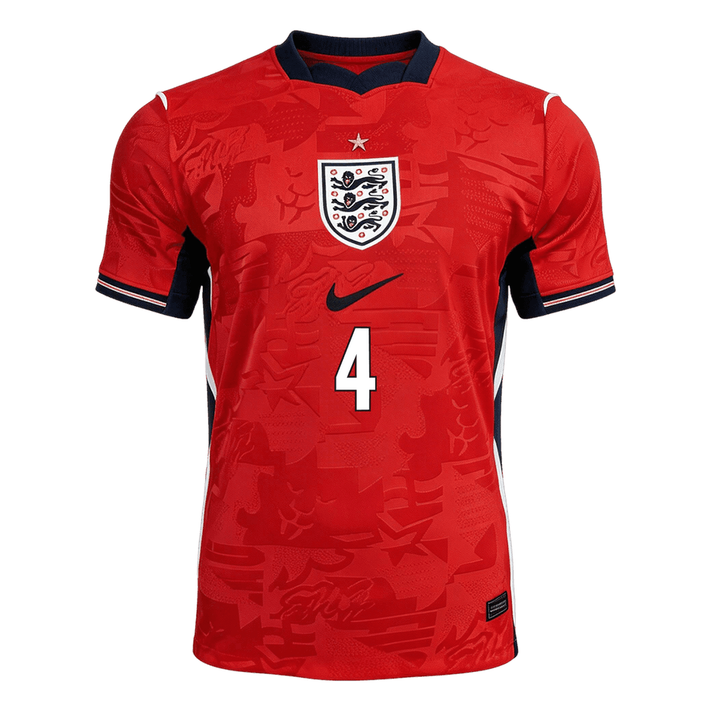 RICE #4 England Away Soccer Jersey World Cup 2026 Red Image 3