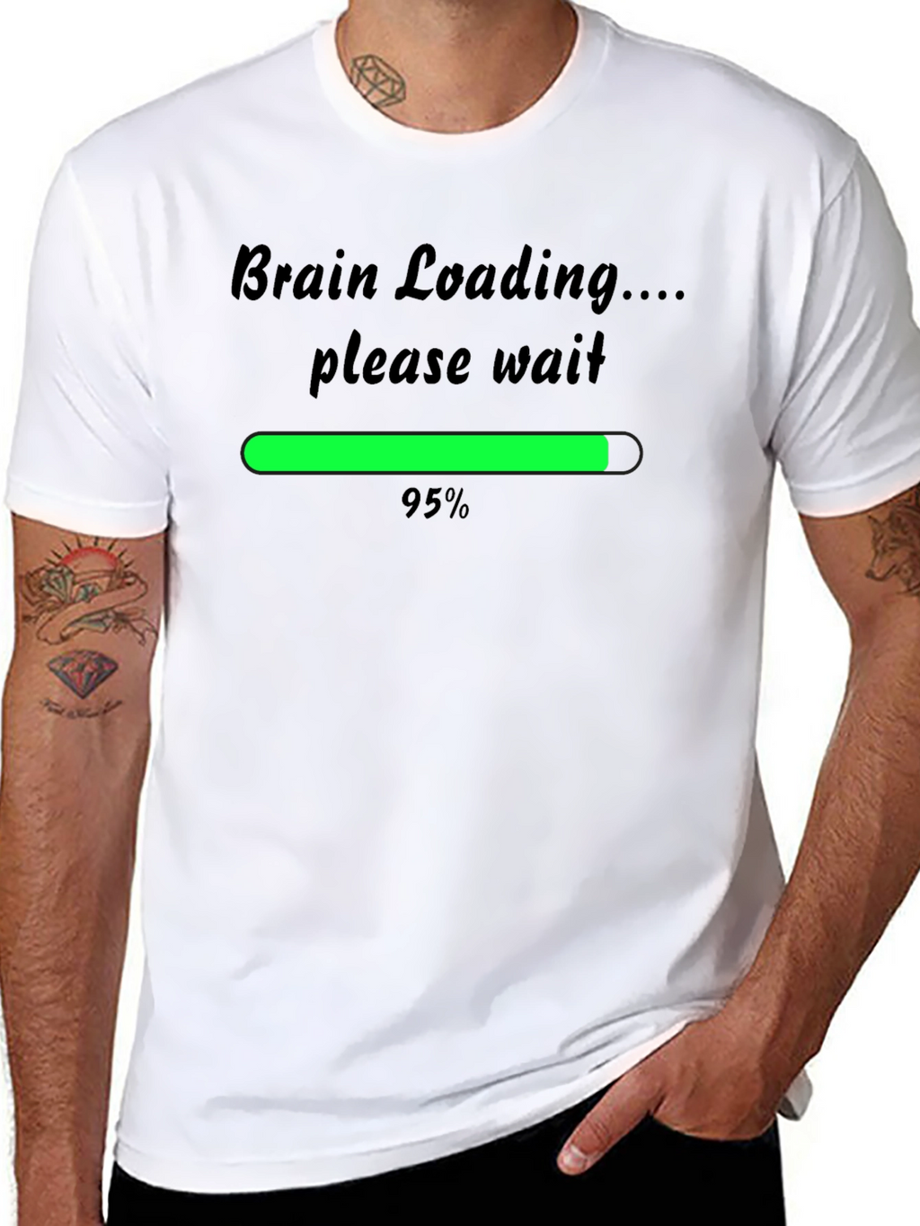 Brain Loading Funny Mens T-Shirt - Black