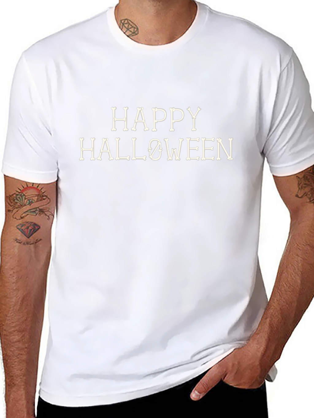 Happy Halloween Bone Lettering T-Shirt