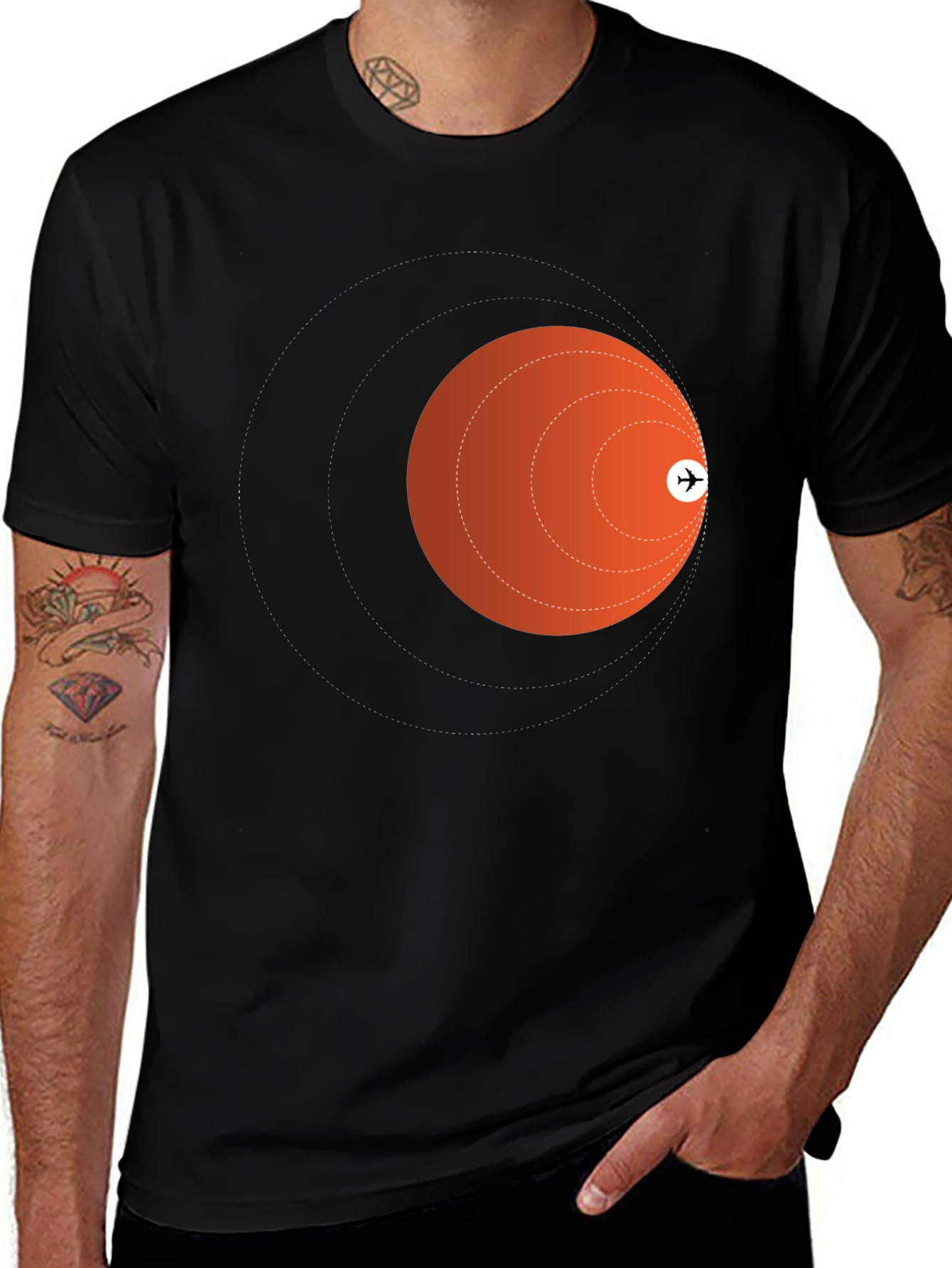 Airplane Trajectory Black T-Shirt