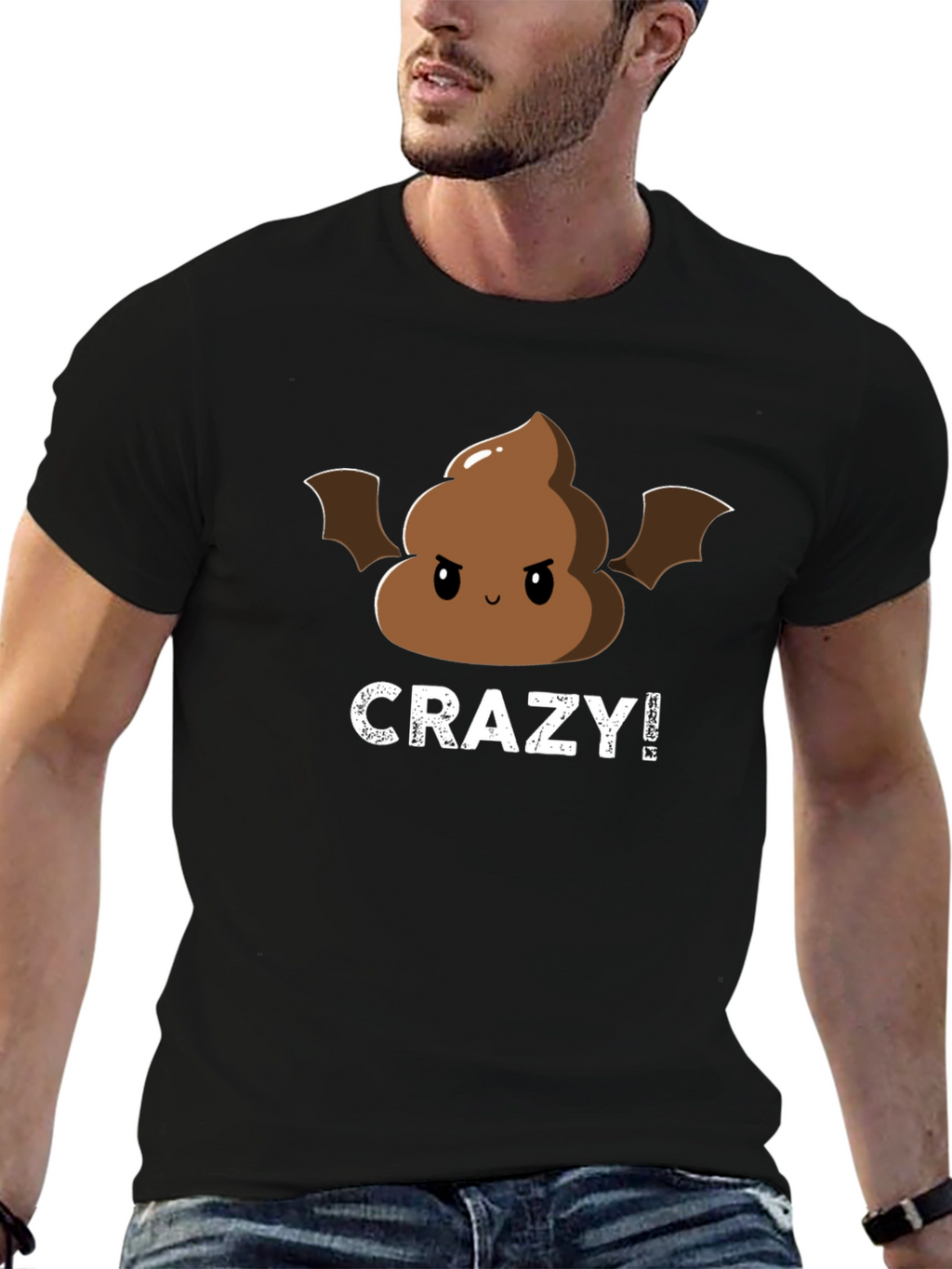 Crazy Poop Emoji Bat Graphic Tee