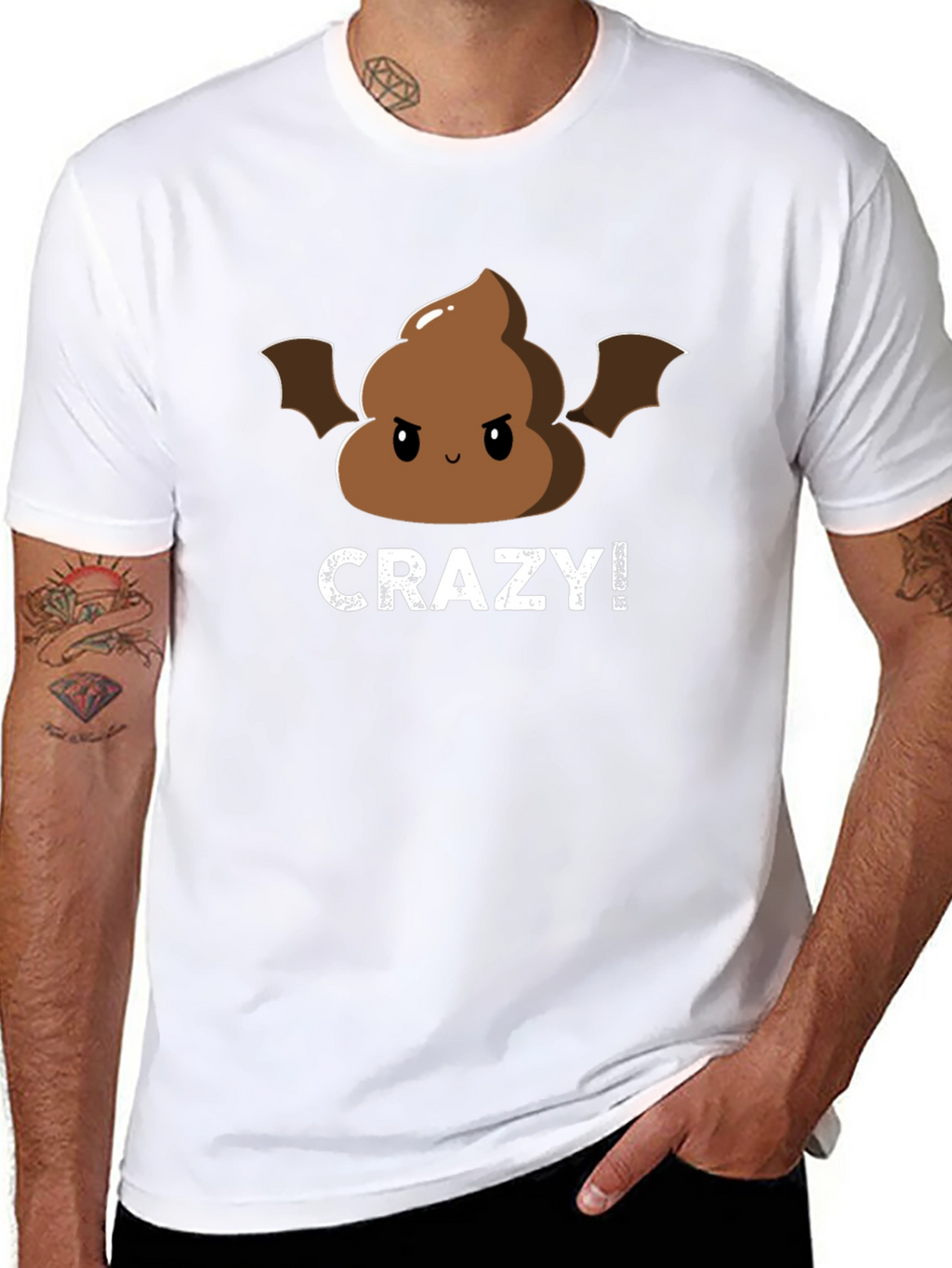 Crazy Poop Emoji Bat Graphic Tee