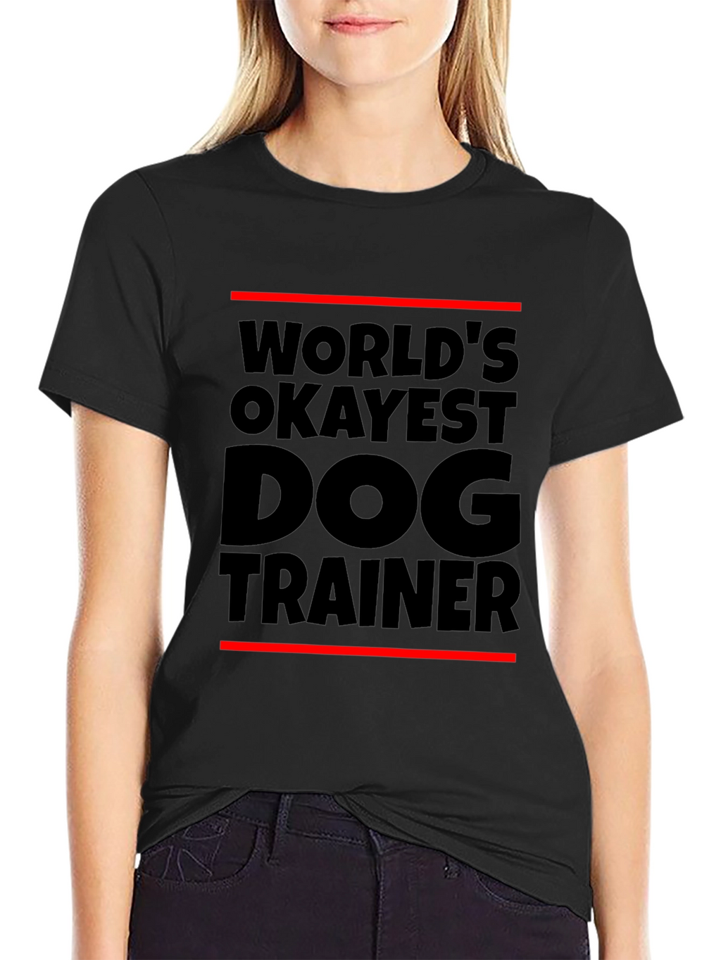 Worlds Okayest Dog Trainer Black T-Shirt
