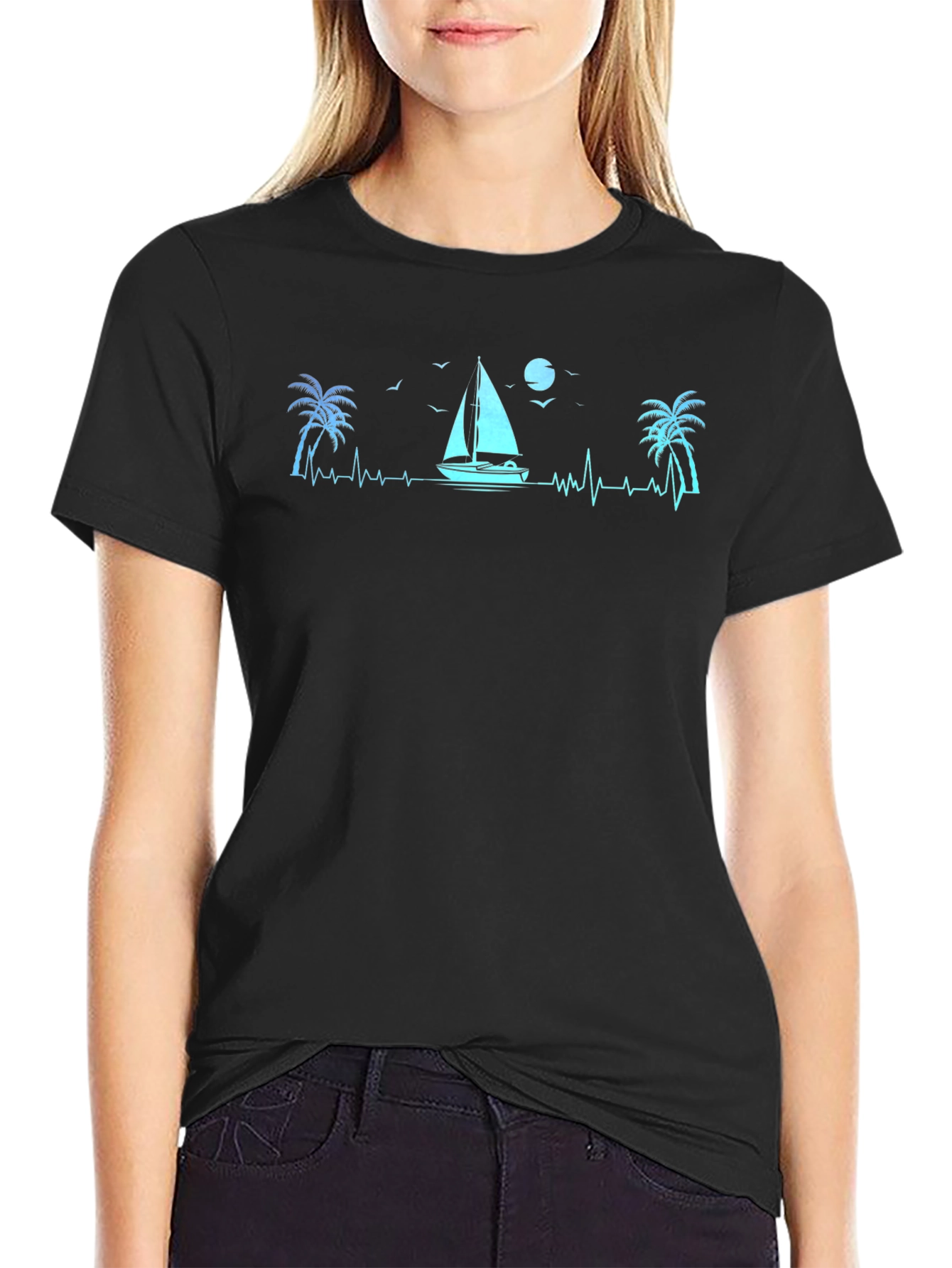 Sailboat Heartbeat Graphic T-Shirt