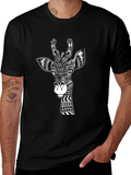 Giraffe Art Black T-Shirt Unique Design
