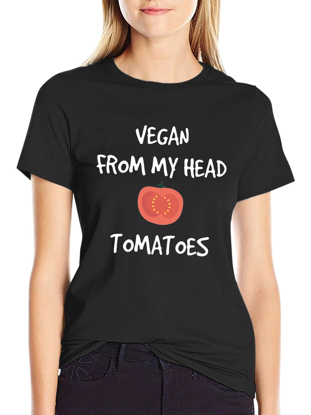 Vegan From My Head Tomatoes Black T-Shirt