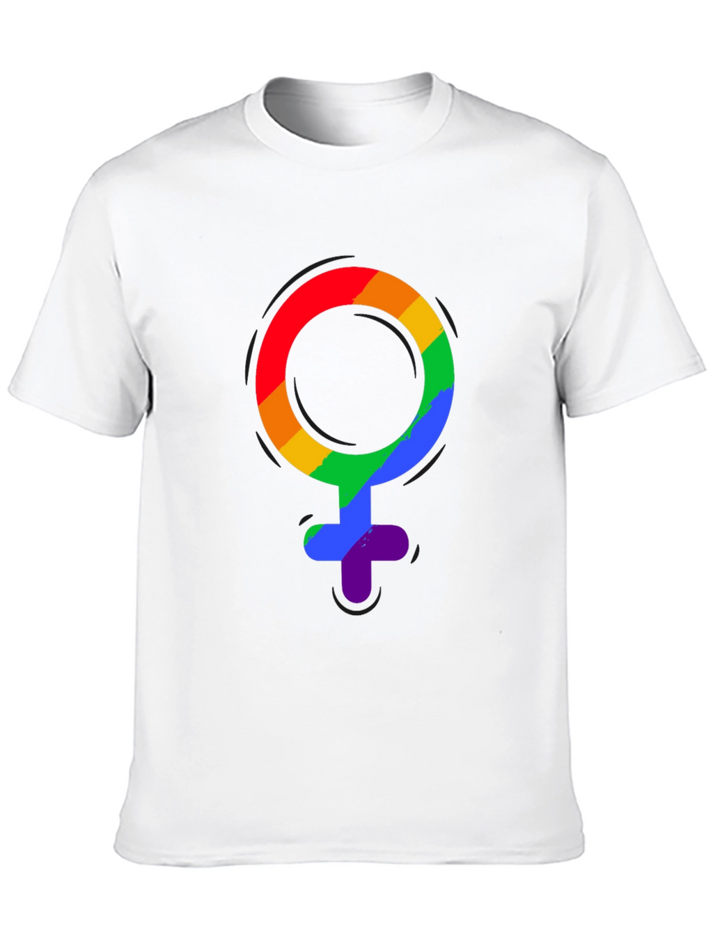 LGBT Pride Rainbow Venus Symbol Black T-Shirt