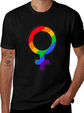 LGBT Pride Rainbow Venus Symbol Black T-Shirt