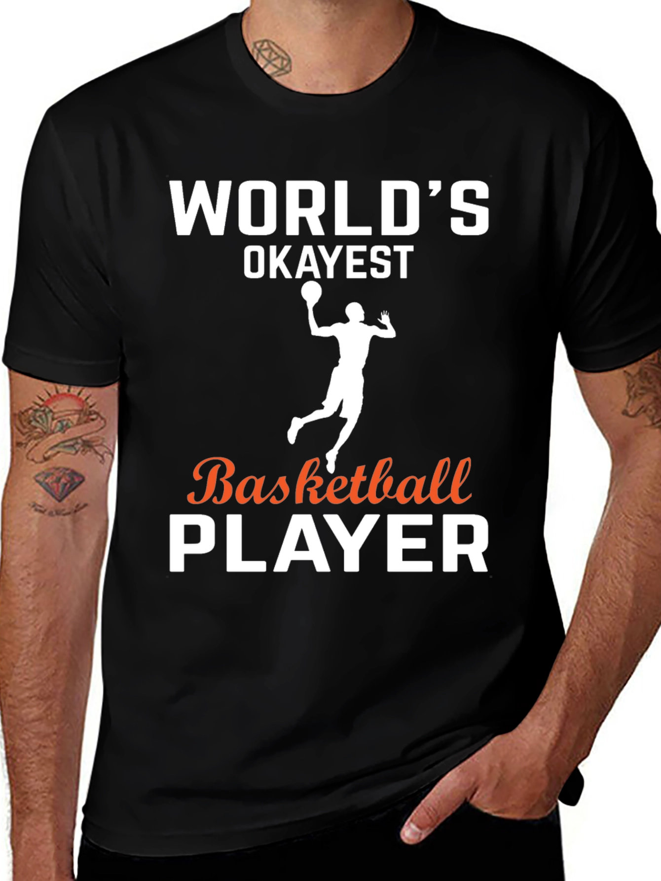 Worlds Okayest Basketball Player Black Graphic Tee