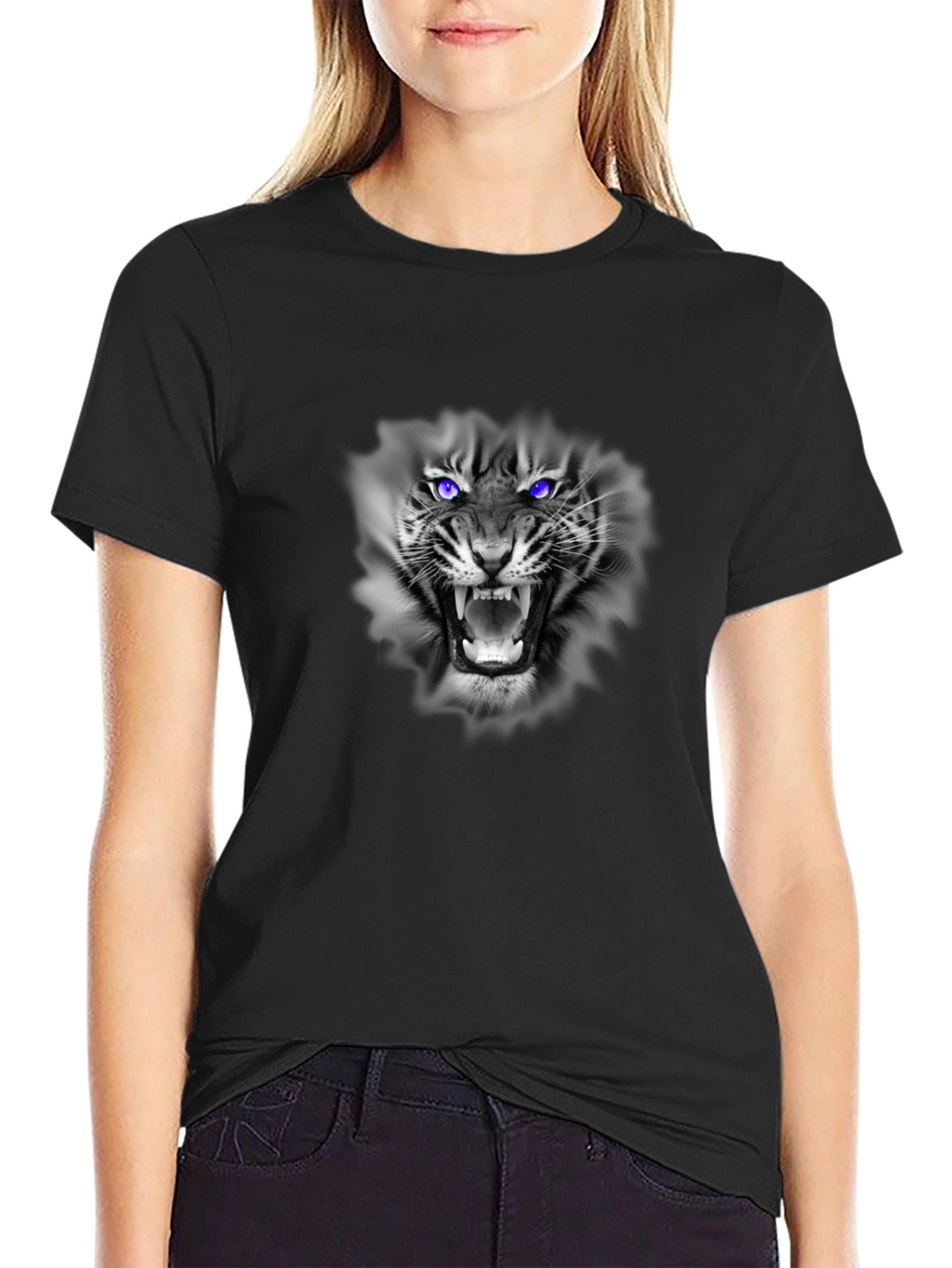 Tiger Graphic T-Shirt - Fierce Blue Eyes