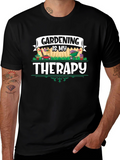 Gardening is My Therapy Black T-Shirt