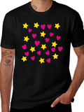 Star and Heart Pattern T-Shirt