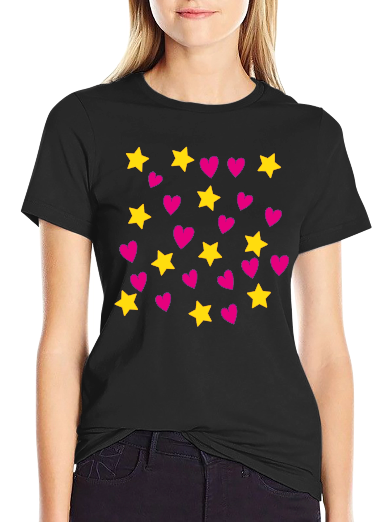 Star and Heart Pattern T-Shirt