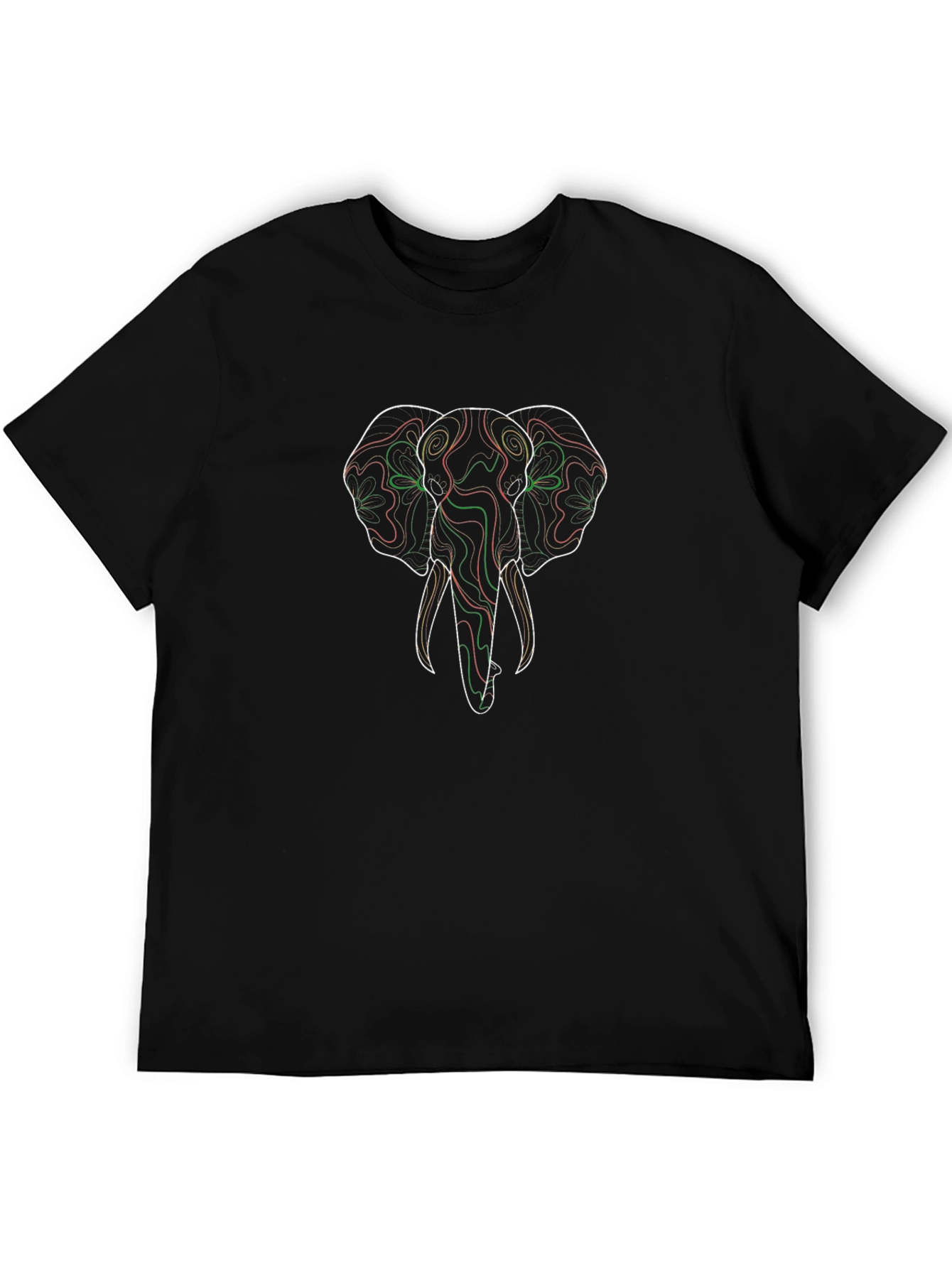 Abstract Elephant Graphic Tee - Black