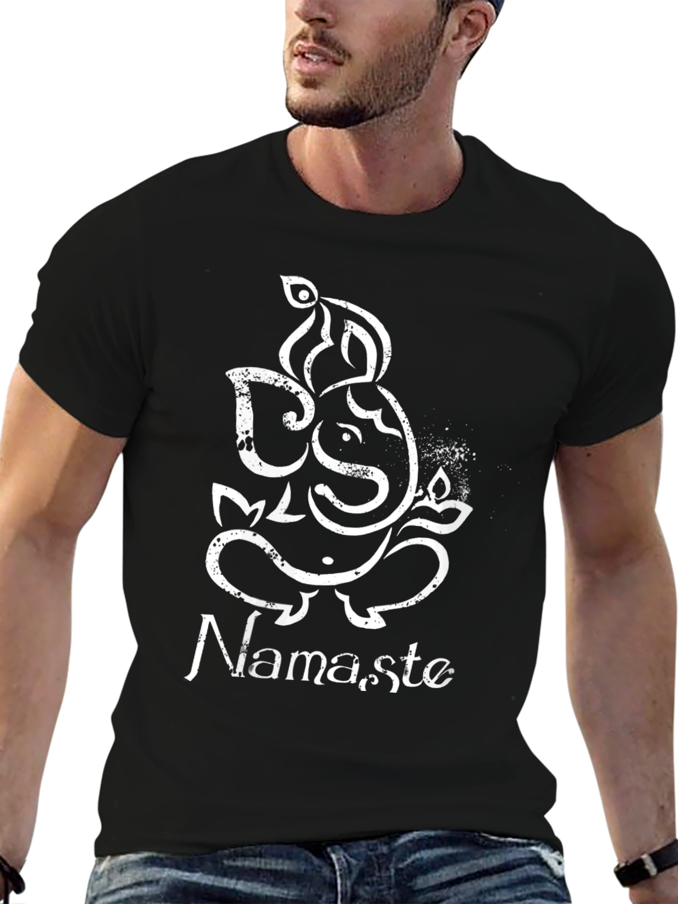 Ganesh Namaste Graphic Tee - Black Cotton T-Shirt