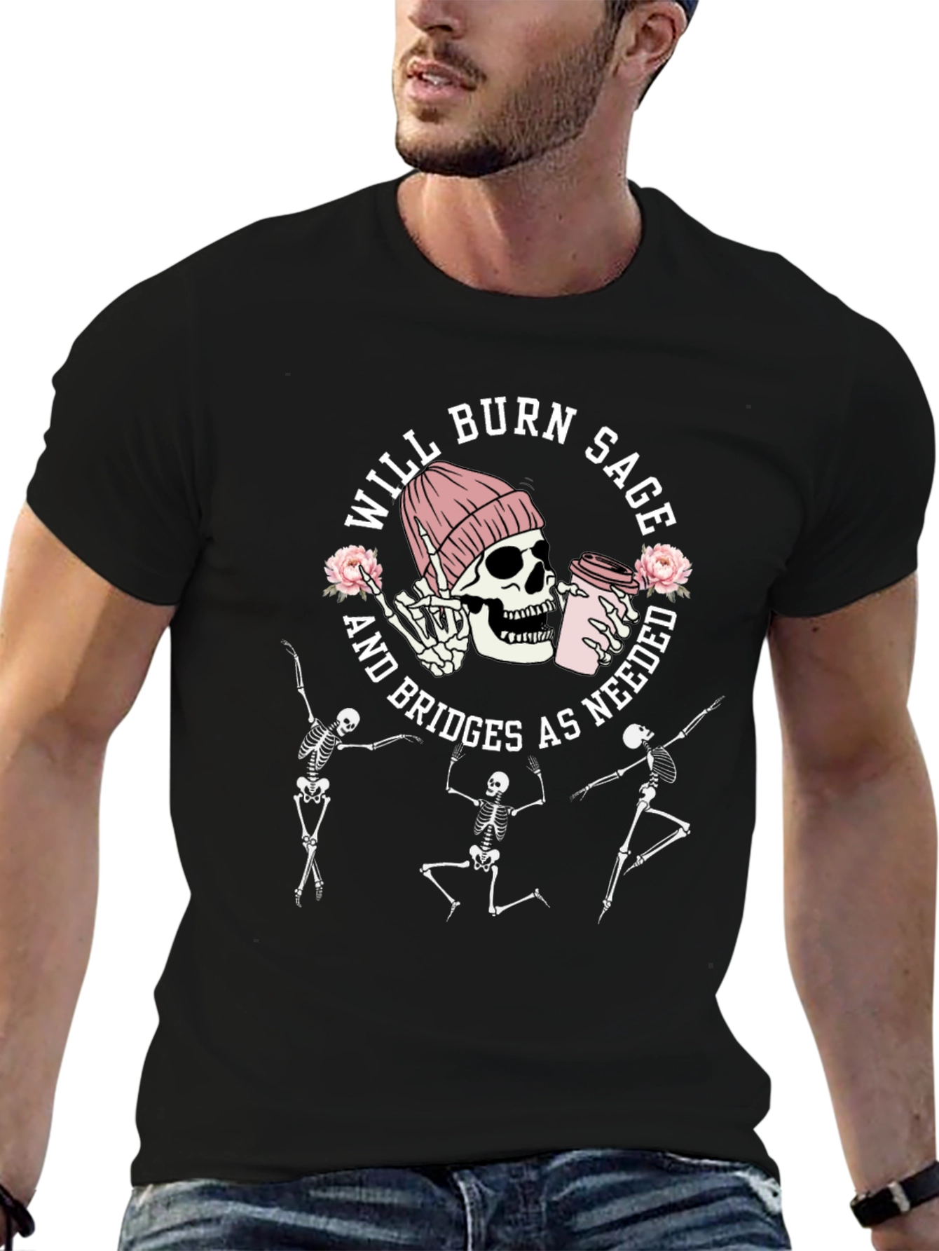 Will Burn Sage Skeleton Graphic Tee