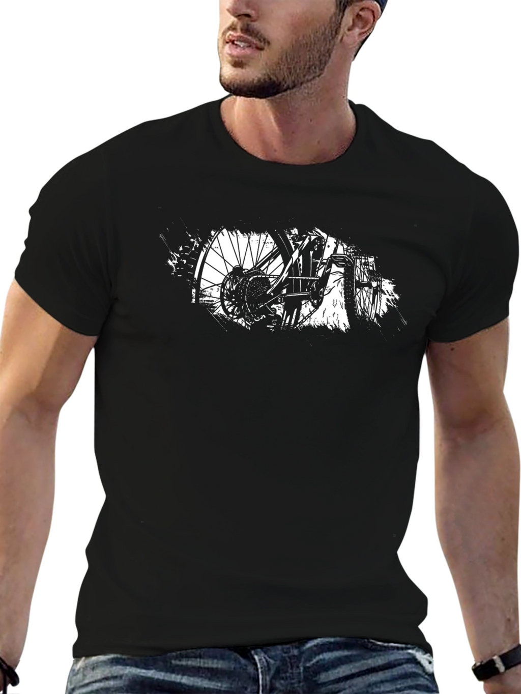 Bike Art Graphic Tee - Black Cotton Blend