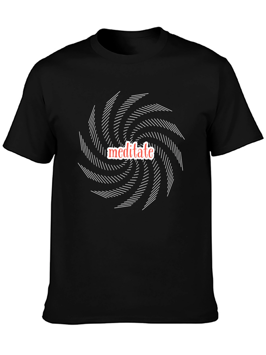 Meditate Graphic Tee - Black Cotton Spiral Design