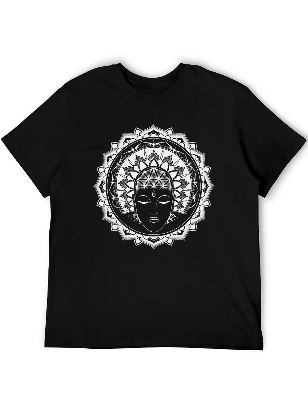 Mandala Buddha Graphic T-Shirt - Black
