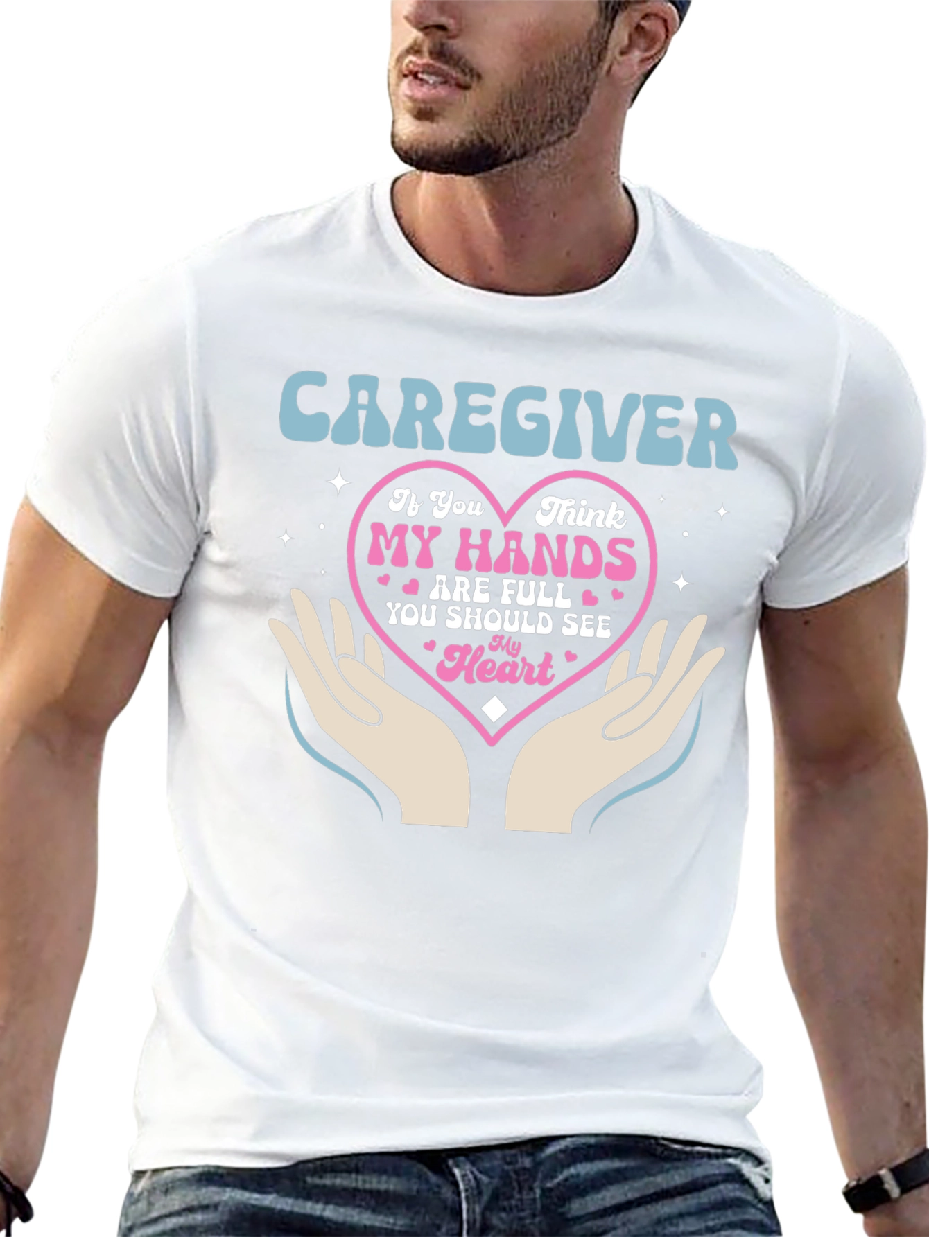 Caregiver Hands and Heart Graphic Tee