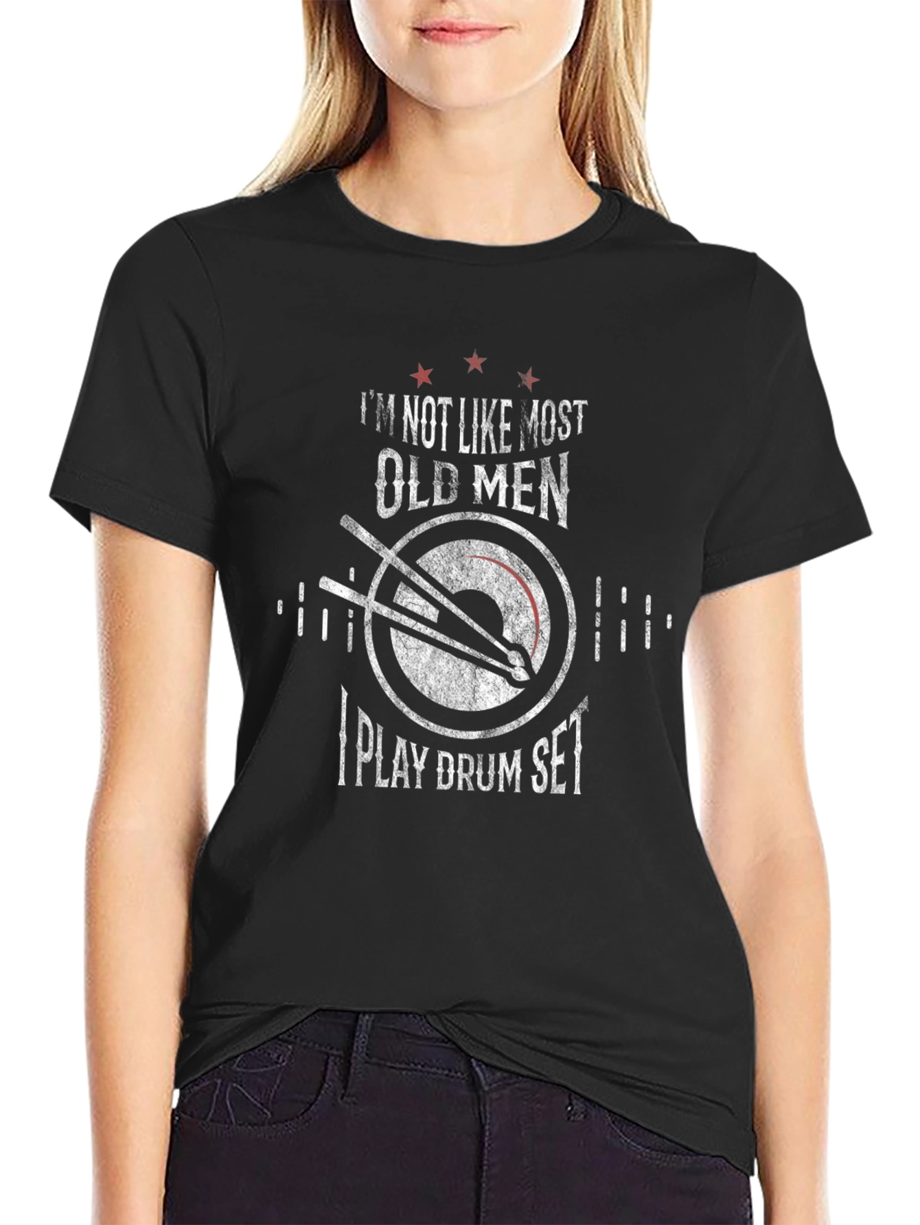 Drummer Old Men T-Shirt Funny Drum Set Tee