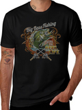Big Bass Fishing Reel Life Graphic Tee - Black