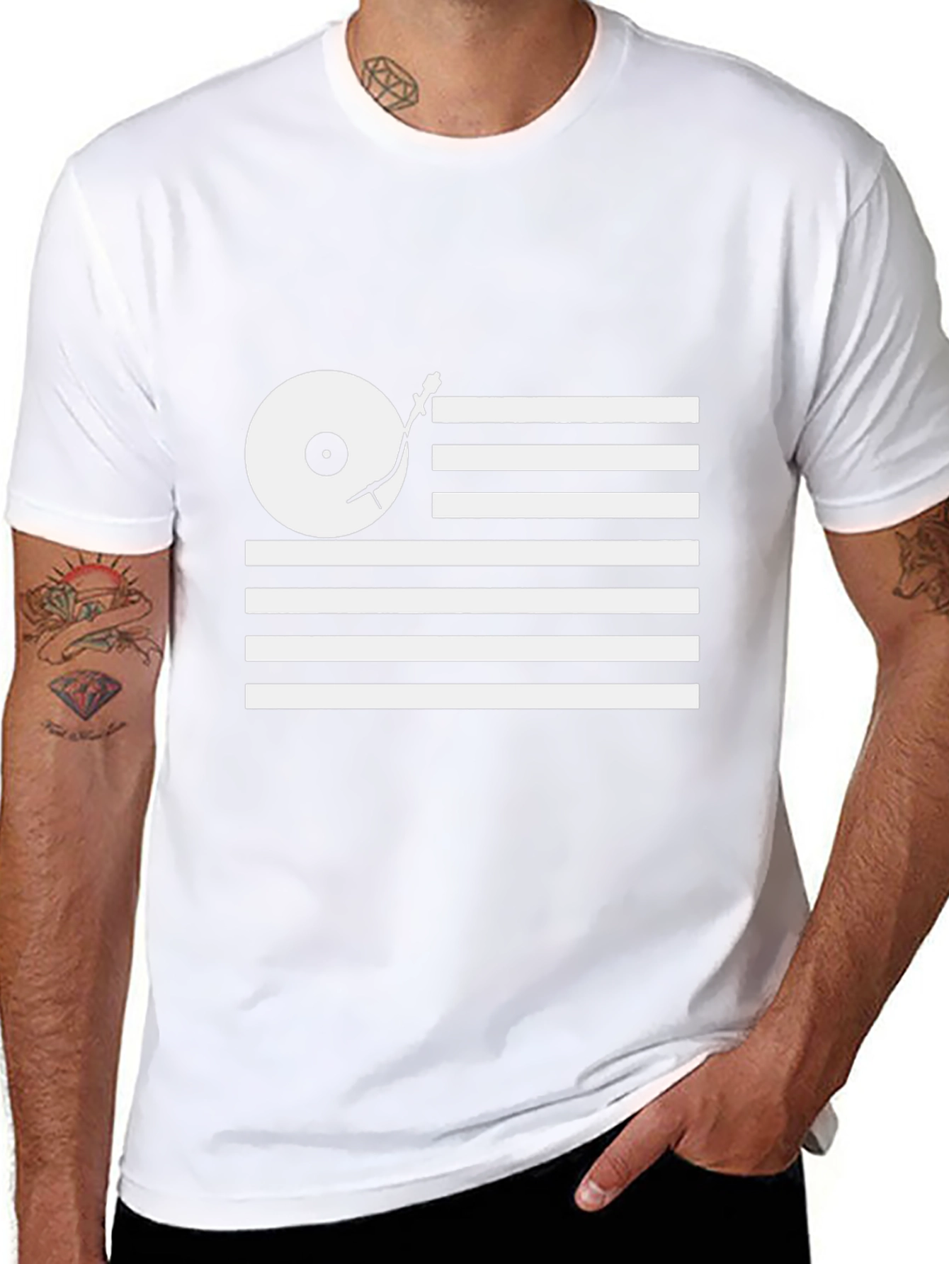 DJ Turntable USA Flag Graphic Tee