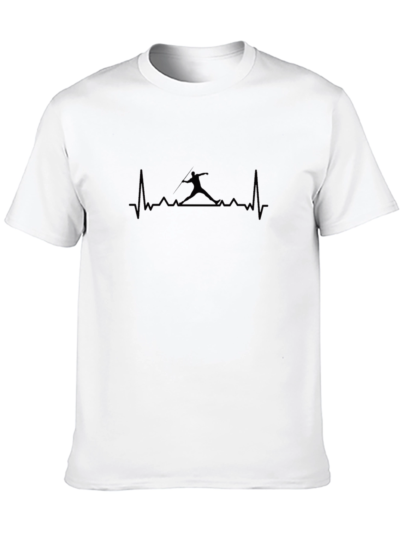 Mens Black Javelin Thrower Heartbeat T-Shirt
