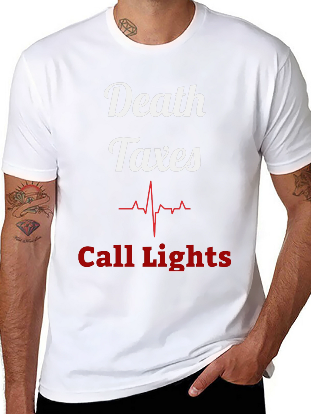 Death Taxes Call Lights T-Shirt - Funny Nurse Tee