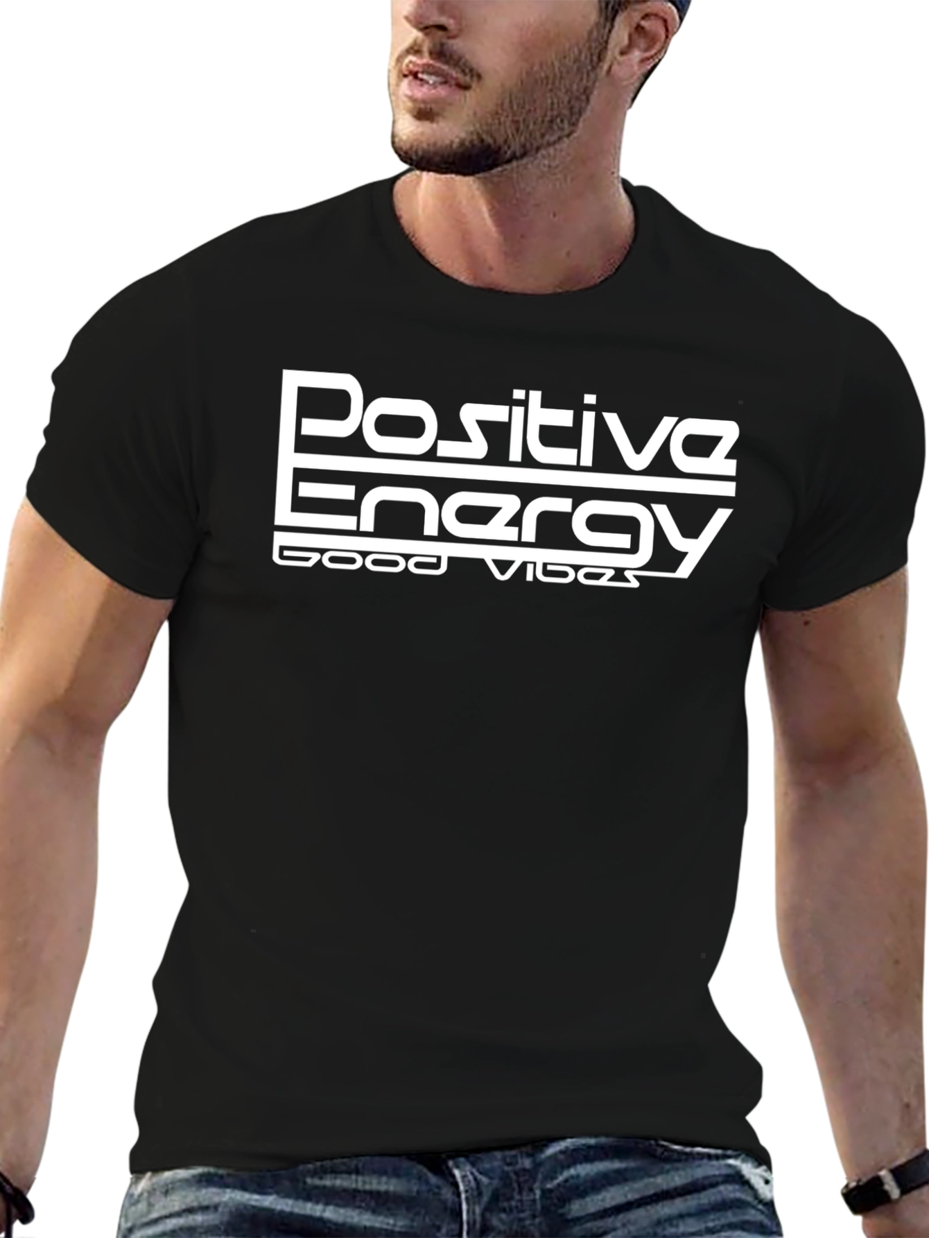 Positive Energy Good Vibes Black Graphic Tee
