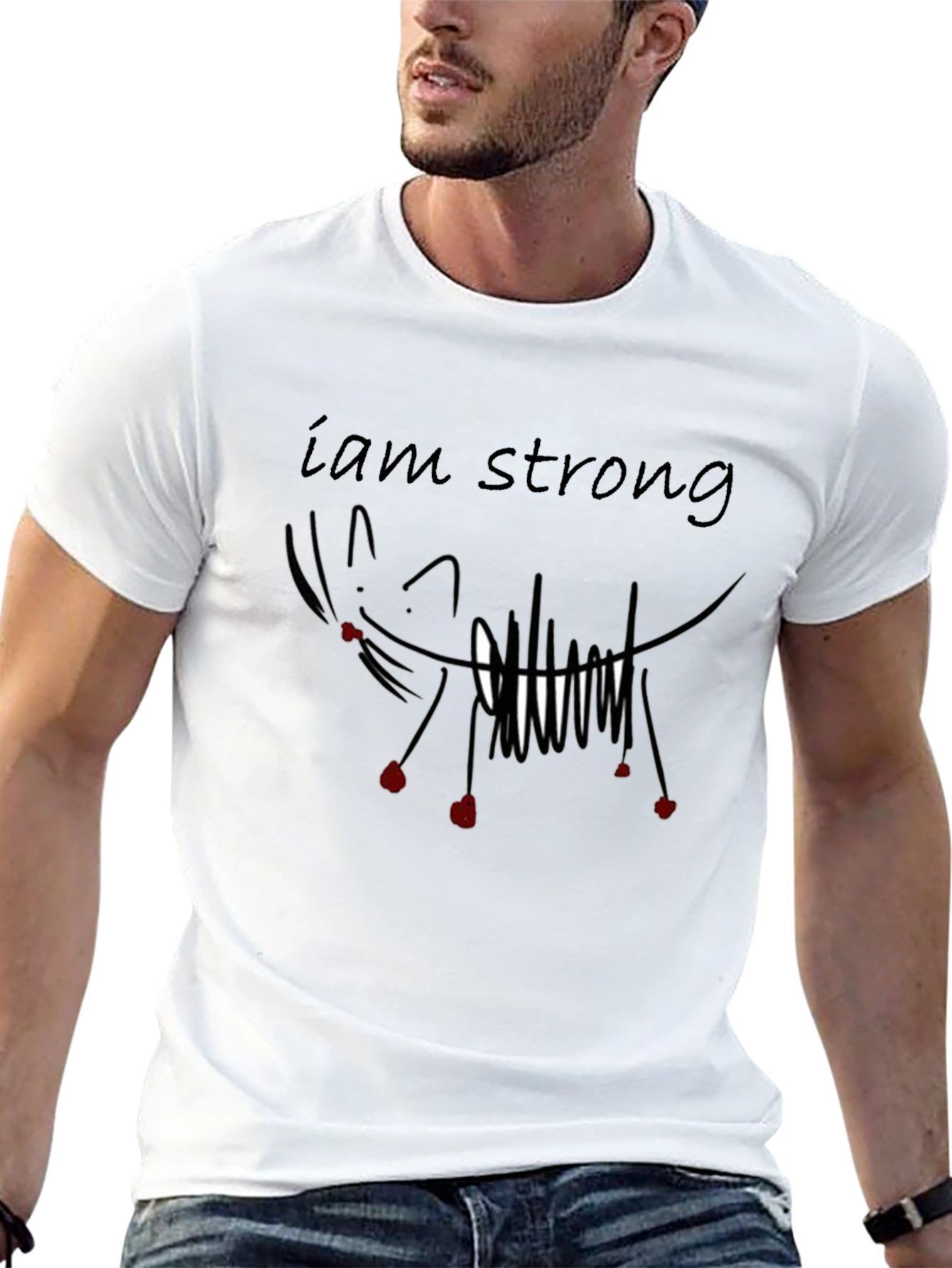 I am Strong Graphic Tee - Black Cotton T-Shirt