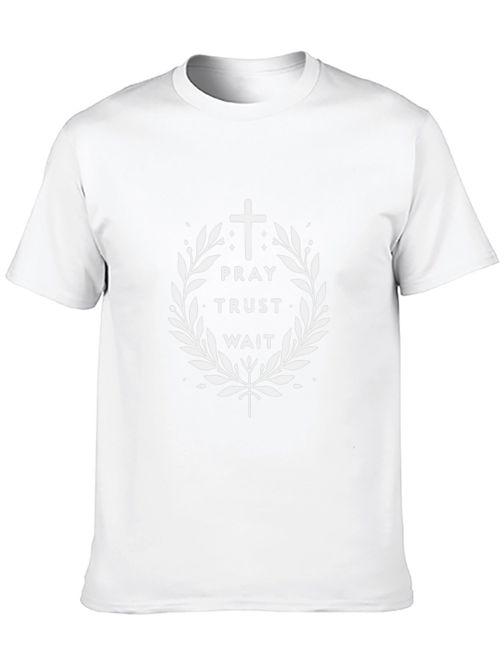Pray Trust Wait Graphic T-Shirt - Christian Faith Tee