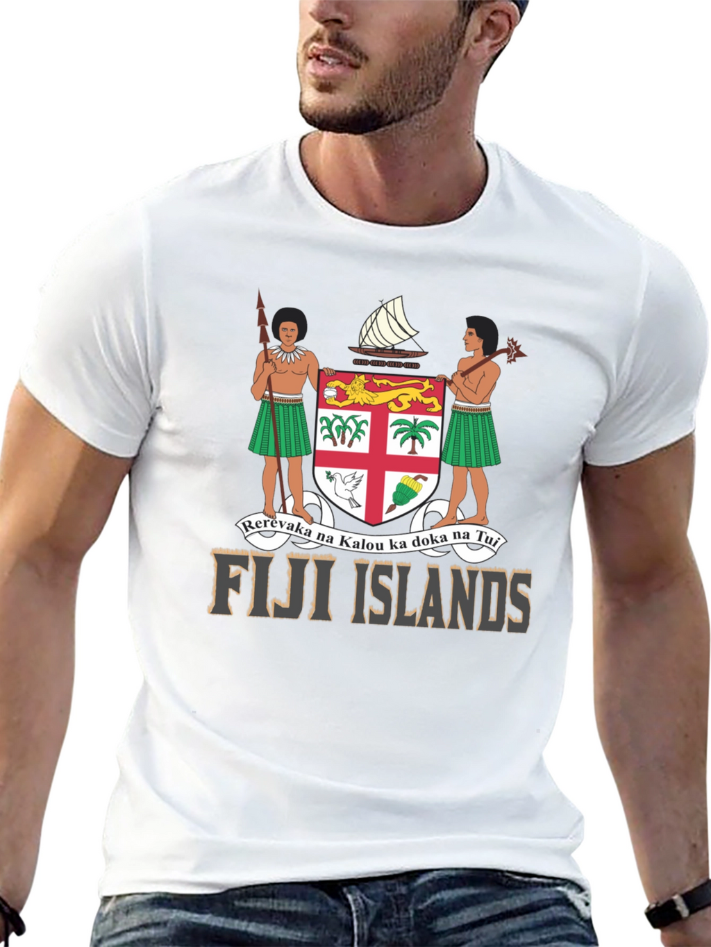 Fiji Islands Coat of Arms Black T-Shirt