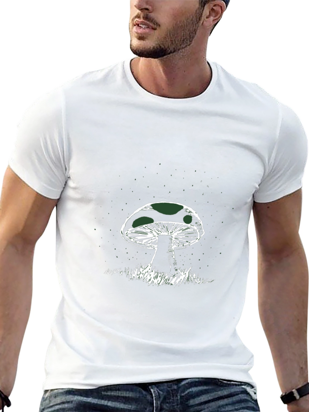 Mushroom Graphic Tee - Black Cotton T-Shirt
