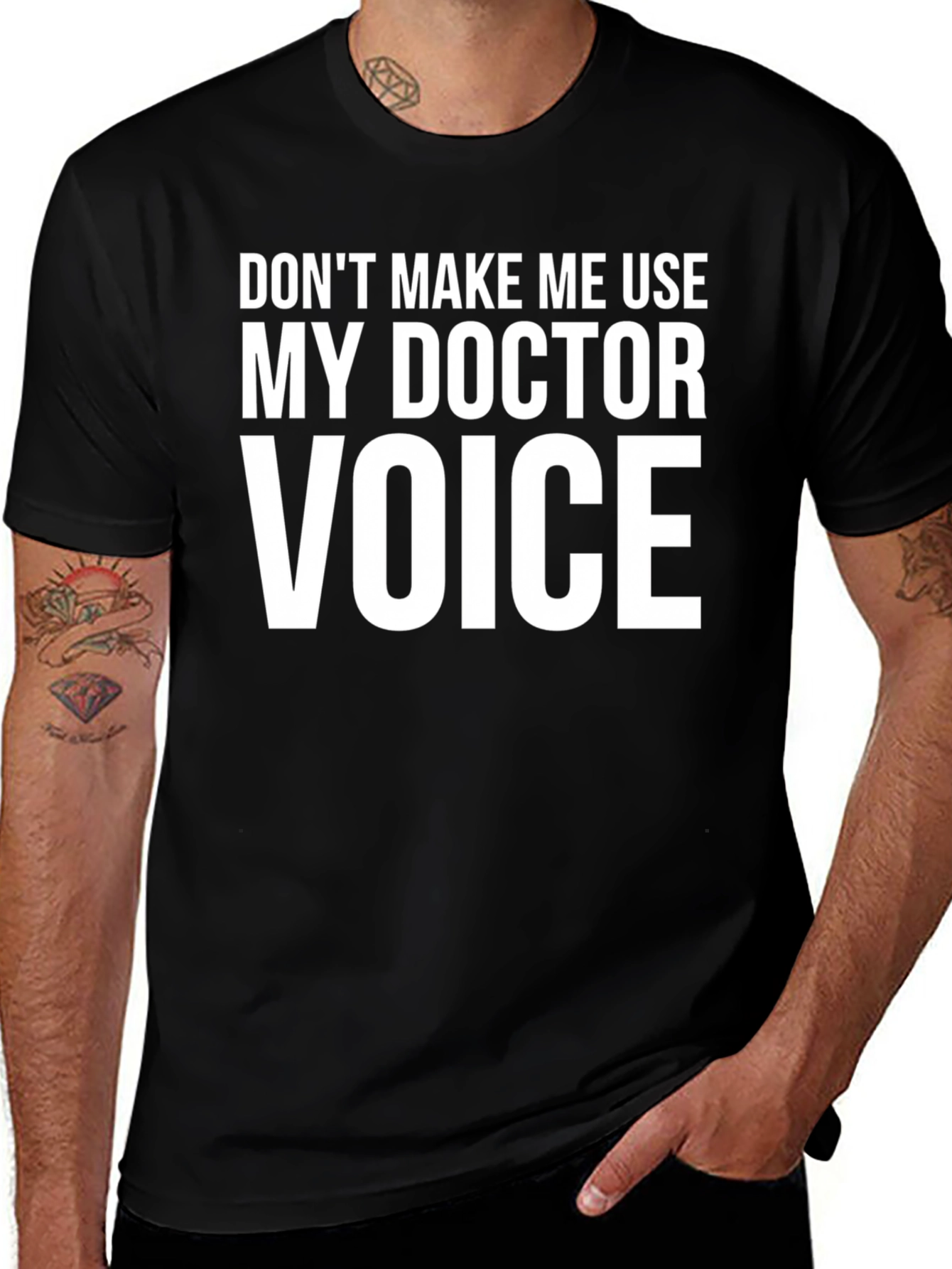 Funny Doctor Voice T-Shirt - Black Cotton Tee