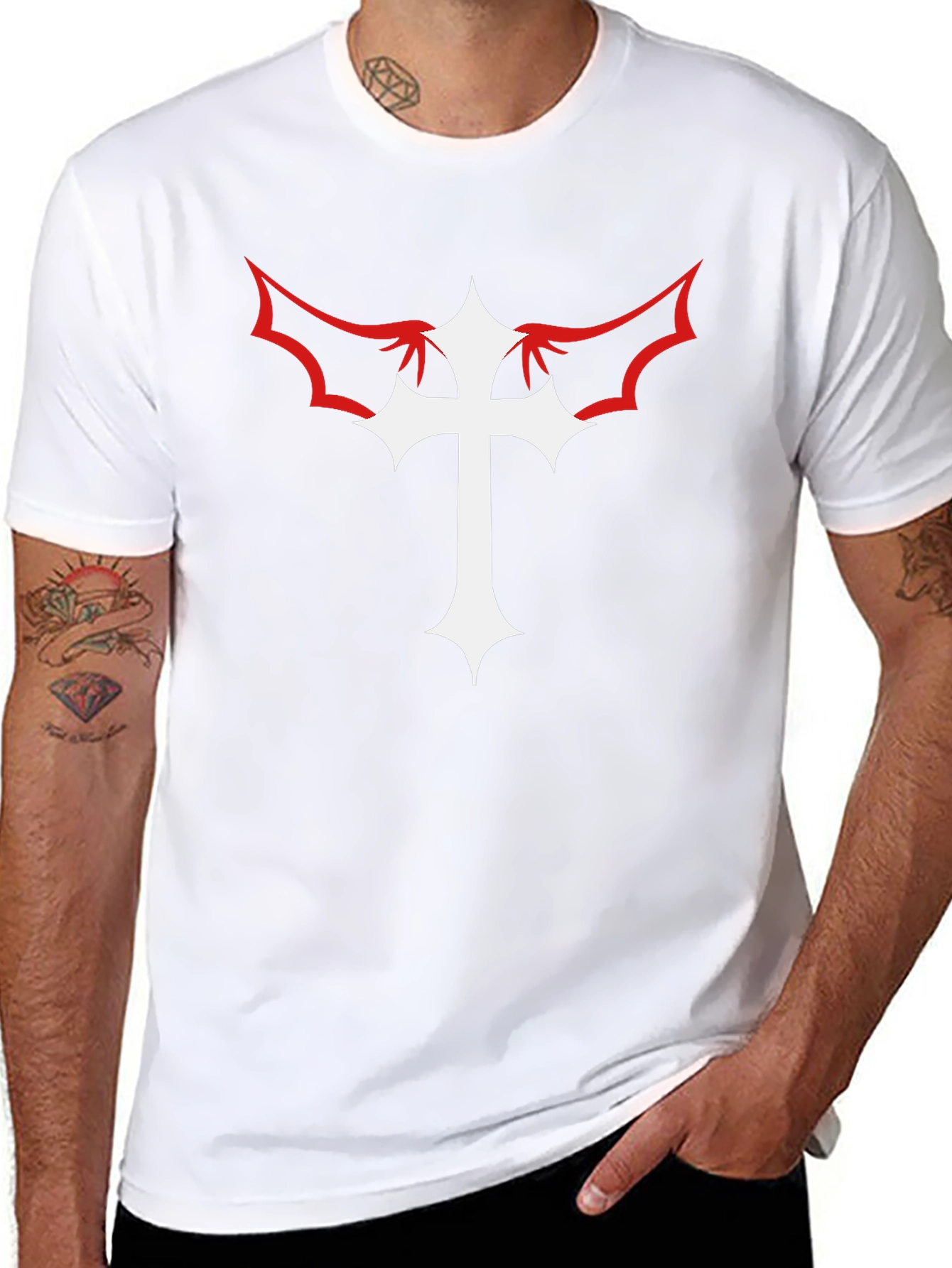Cross With Wings Black Graphic Tee