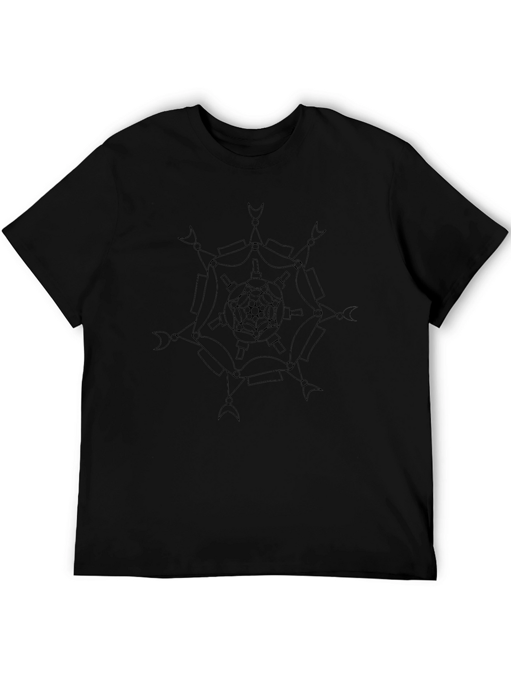 Abstract Geometric Mandala Graphic Black T-Shirt