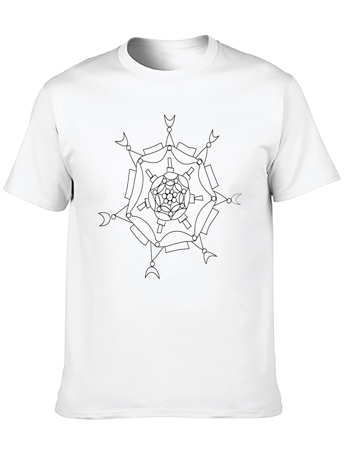 Abstract Geometric Mandala Graphic Black T-Shirt