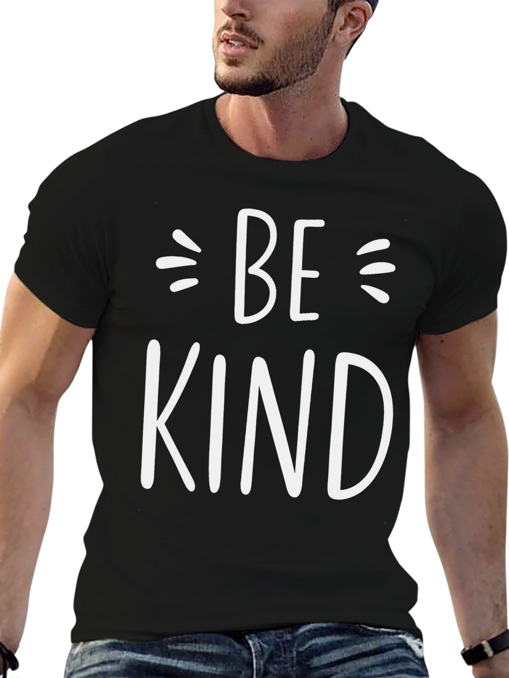 Be Kind Graphic Tee - Black Crew Neck T-Shirt