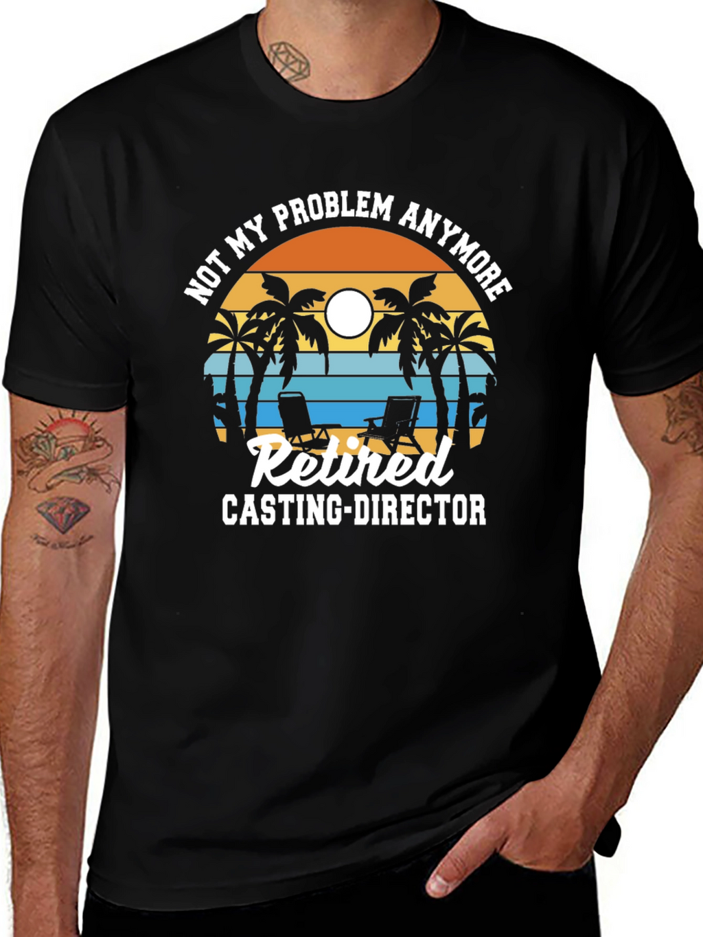 Retired Casting Director T-Shirt - Beach Design