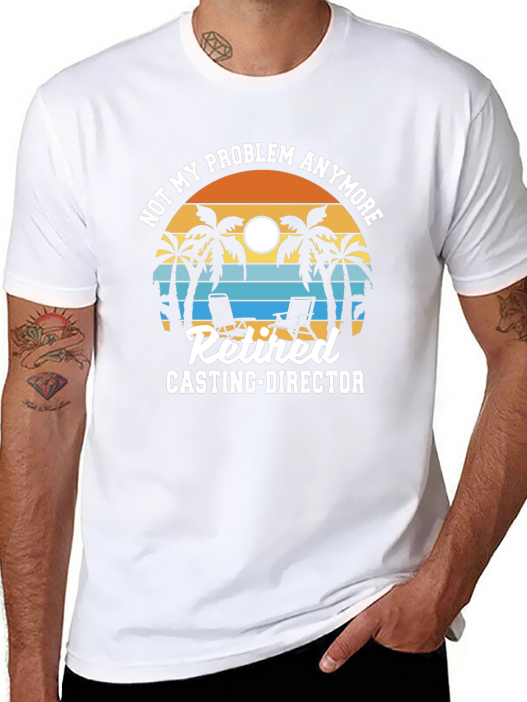 Retired Casting Director T-Shirt - Beach Design