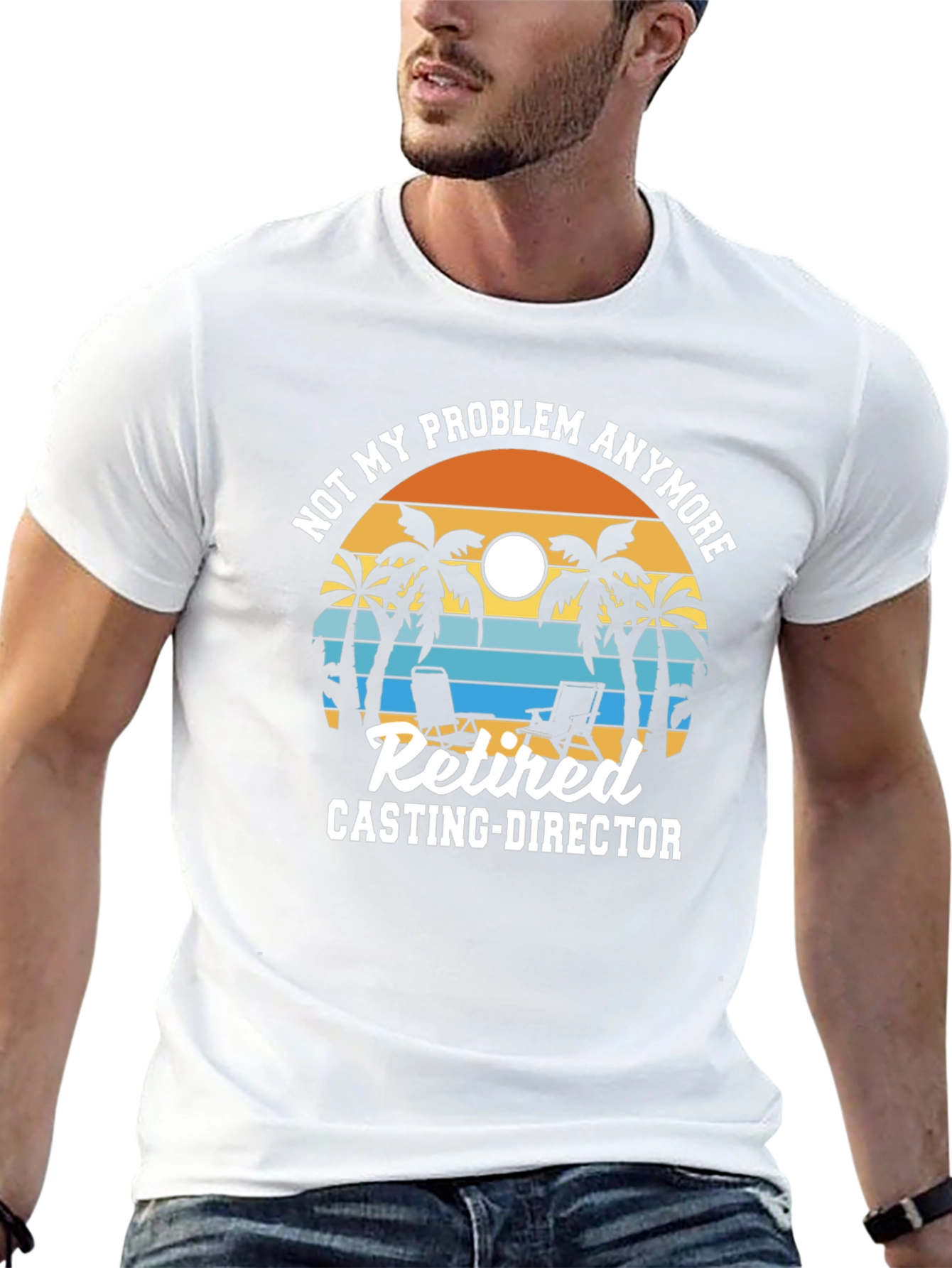 Retired Casting Director T-Shirt - Beach Design