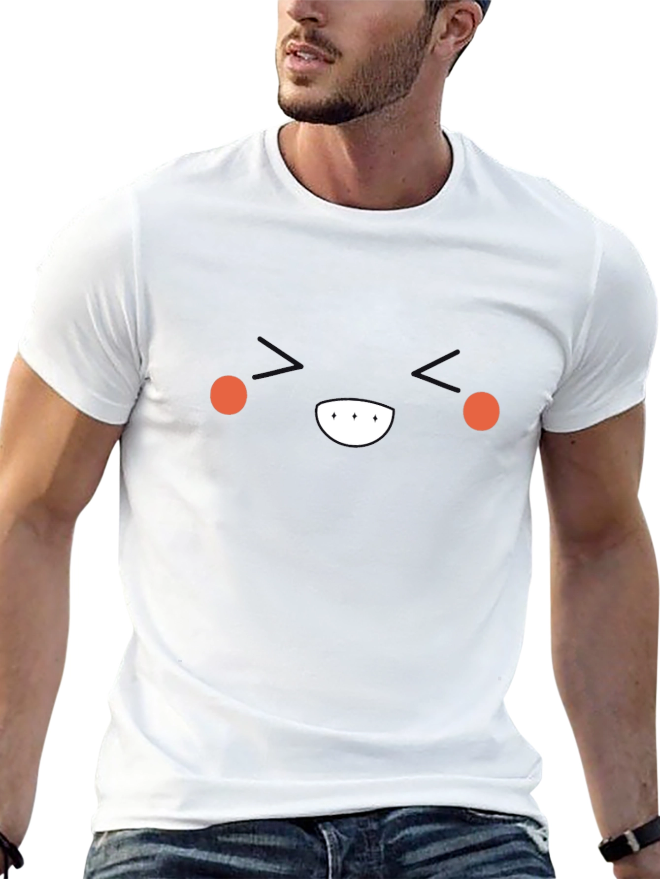 Minimalist Black T-Shirt with Smiling Face