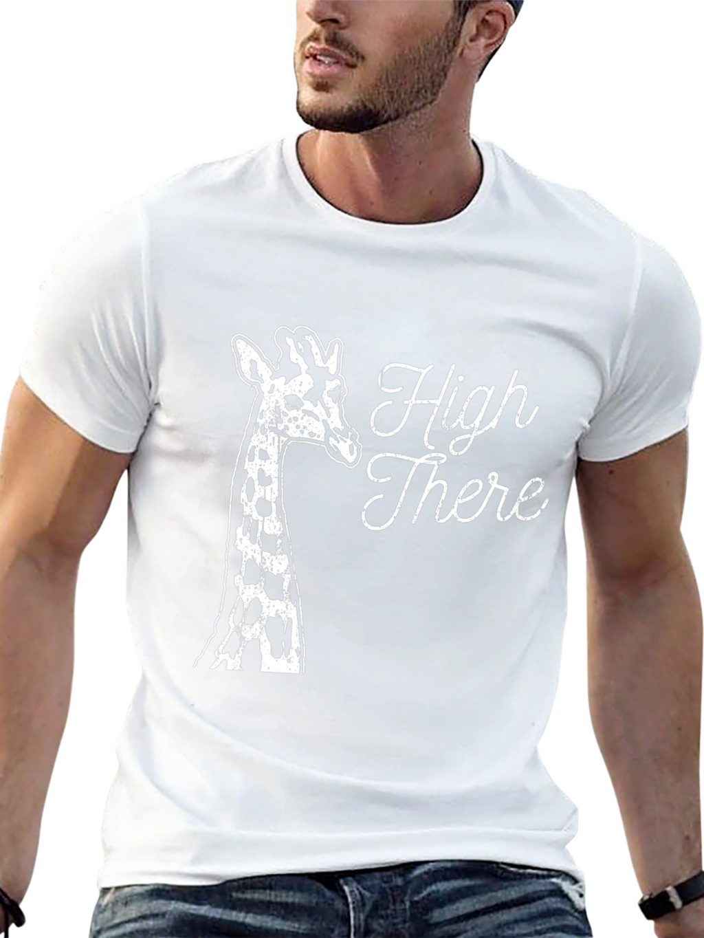 High There Giraffe Graphic Tee - Black