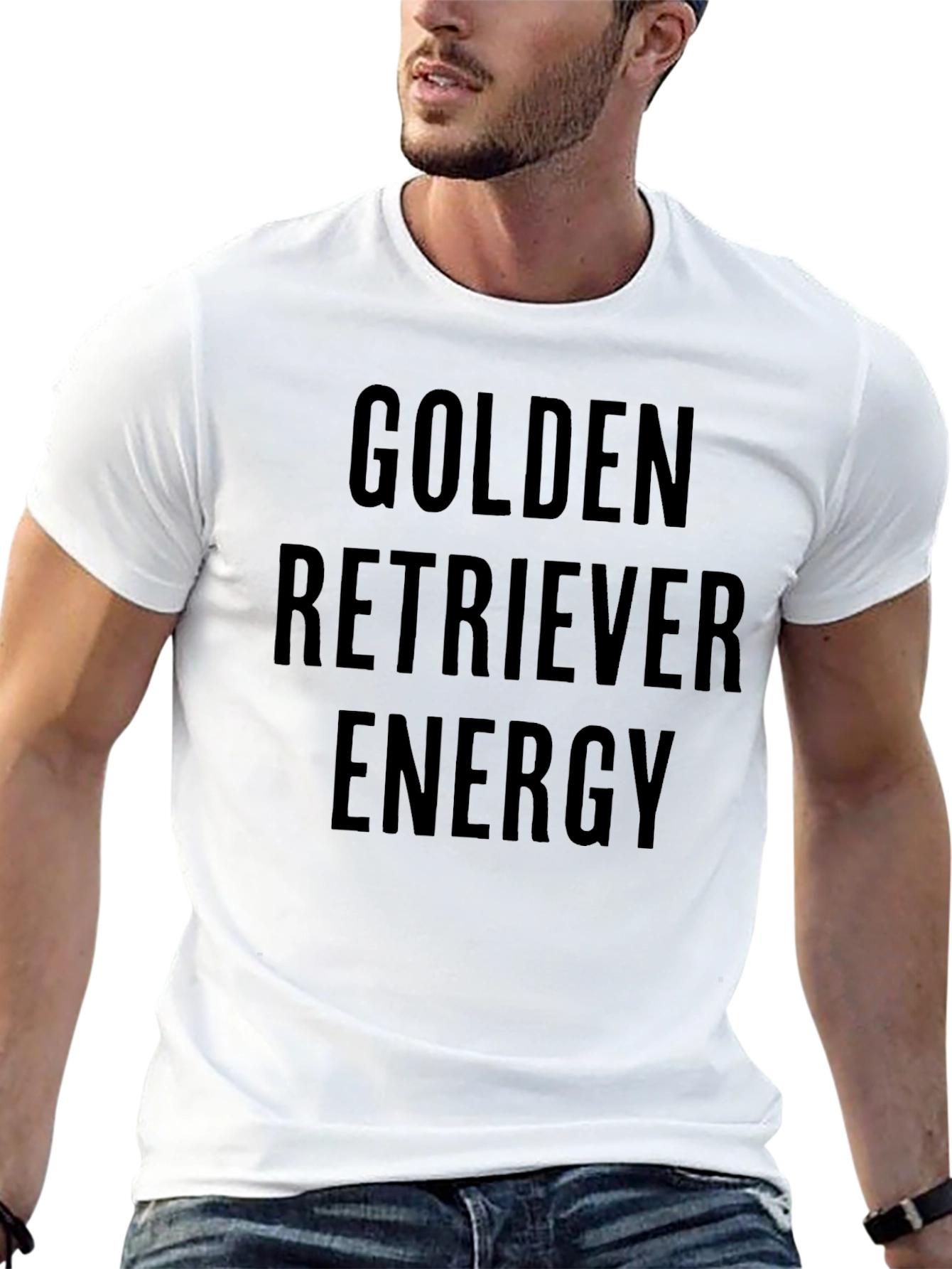 Golden Retriever Energy Black Graphic Tee