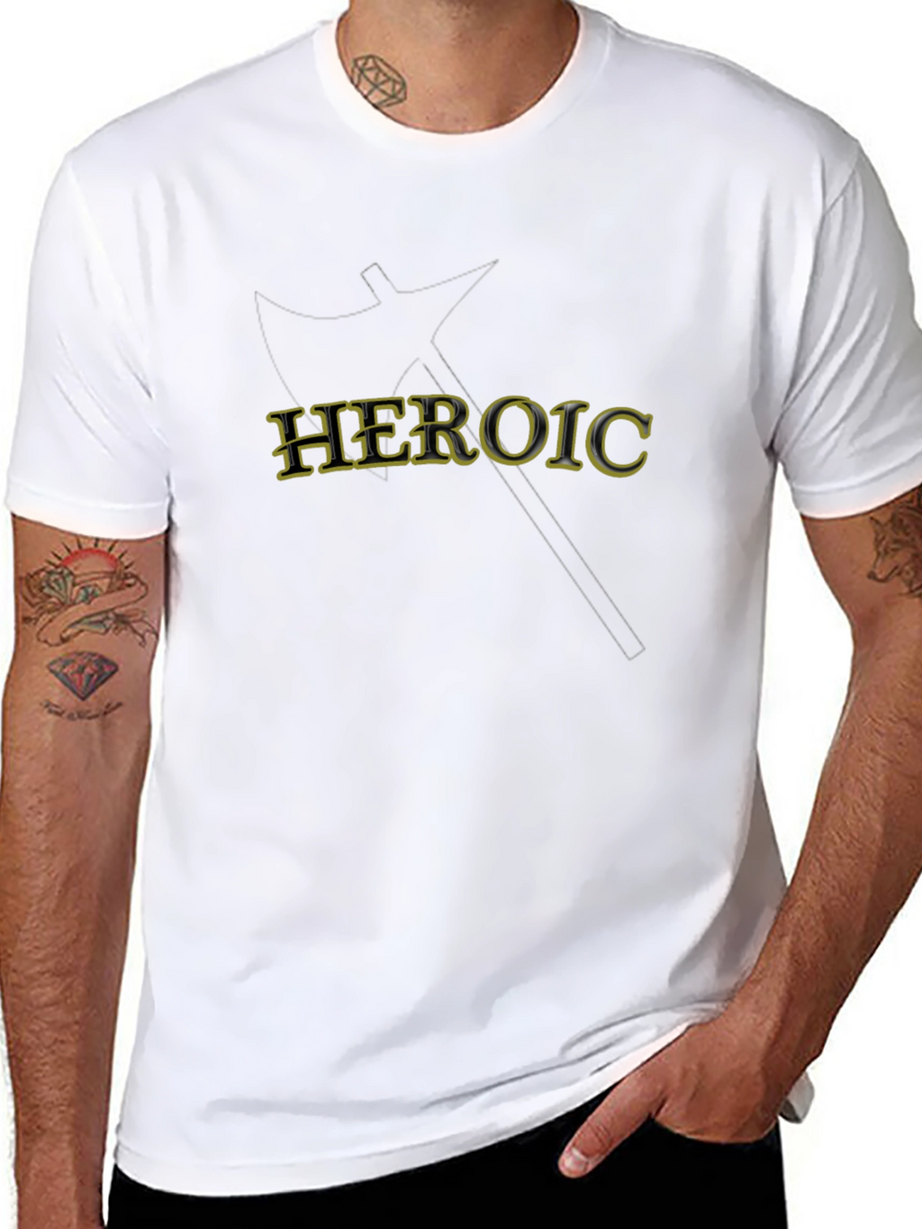 Heroic Axe Graphic Tee - Black Cotton T-Shirt